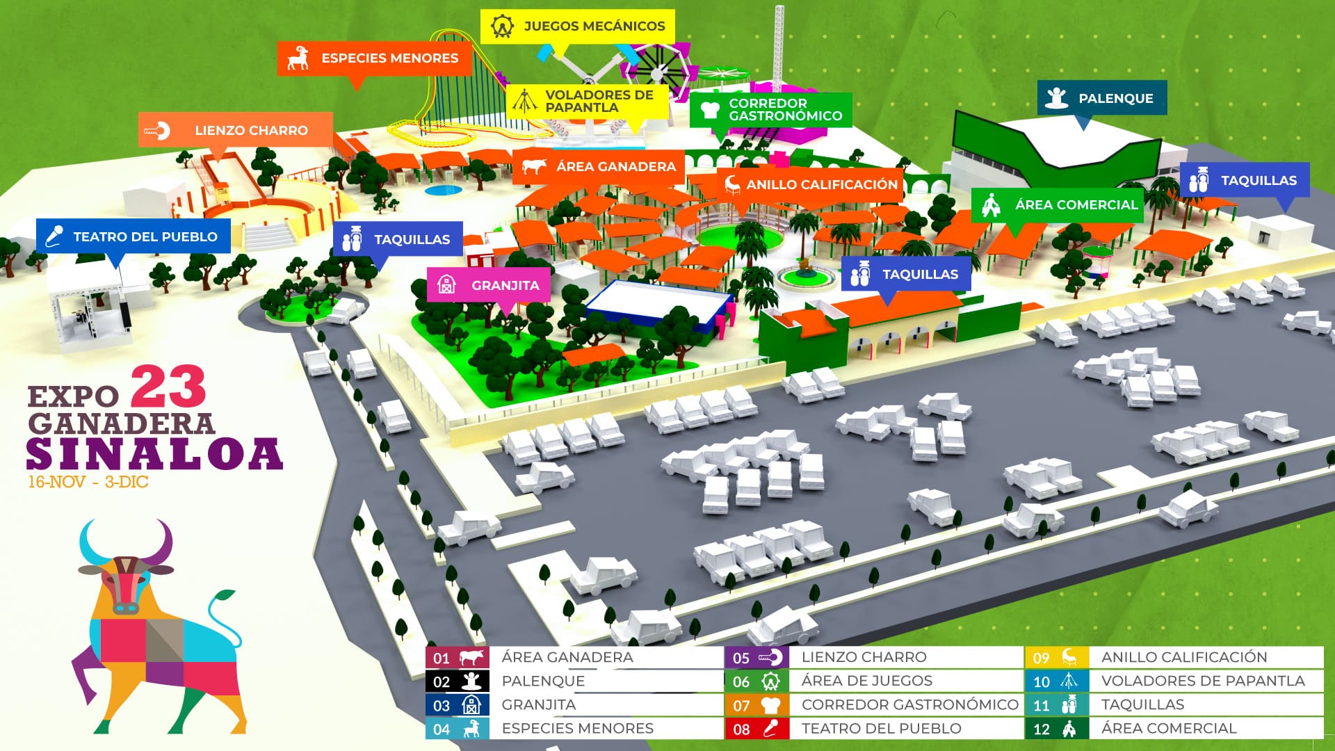 Mapa de las instalaciones de la Expo Ganadera Sinaloa 2022